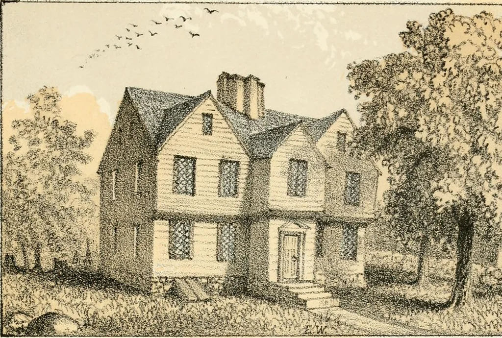 An illustration from The homes of our forefathers. Being a selection of the oldest and most interesting buildings, historical houses, and noted places in Massachusetts. From original drawings made on the spot by Edwin Whitefield, 1880, leaf 64