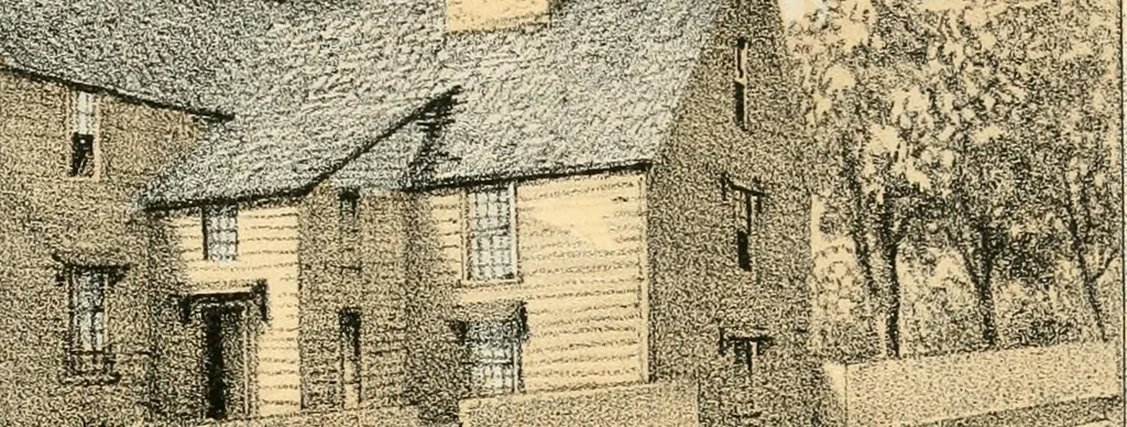 An illustration from The homes of our forefathers. Being a selection of the oldest and most interesting buildings, historical houses, and noted places in Massachusetts. From original drawings made on the spot by Edwin Whitefield, 1880, leaf 66