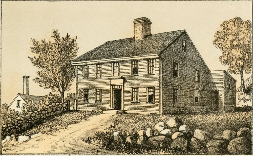 An illustration from The homes of our forefathers. Being a selection of the oldest and most interesting buildings, historical houses, and noted places in Massachusetts. From original drawings made on the spot by Edwin Whitefield, 1880, leaf 68