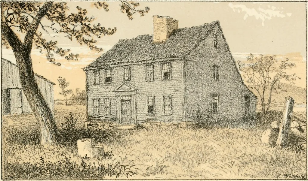 An illustration from The homes of our forefathers. Being a selection of the oldest and most interesting buildings, historical houses, and noted places in Massachusetts. From original drawings made on the spot by Edwin Whitefield, 1880, leaf 70
