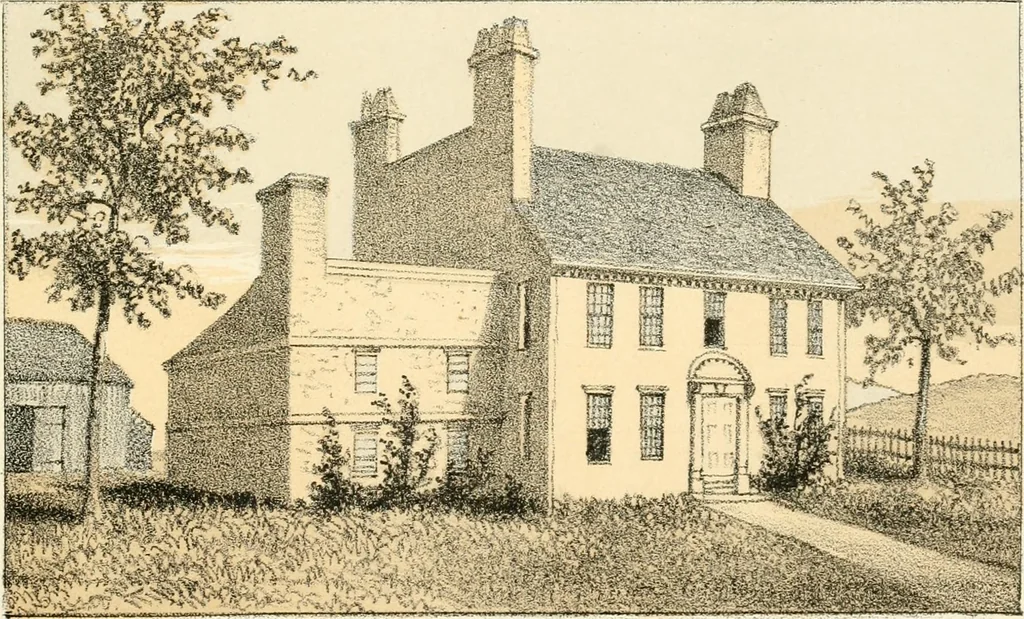 An illustration from The homes of our forefathers. Being a selection of the oldest and most interesting buildings, historical houses, and noted places in Massachusetts. From original drawings made on the spot by Edwin Whitefield, 1880, leaf 70