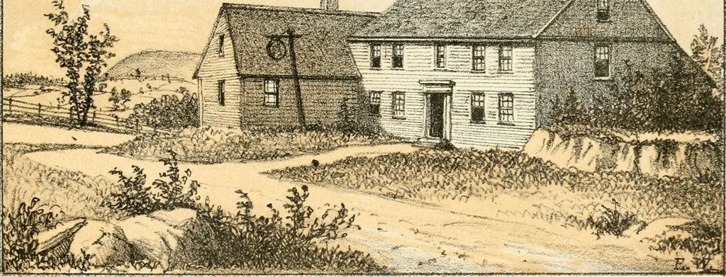 An illustration from The homes of our forefathers. Being a selection of the oldest and most interesting buildings, historical houses, and noted places in Massachusetts. From original drawings made on the spot by Edwin Whitefield, 1880, leaf 72