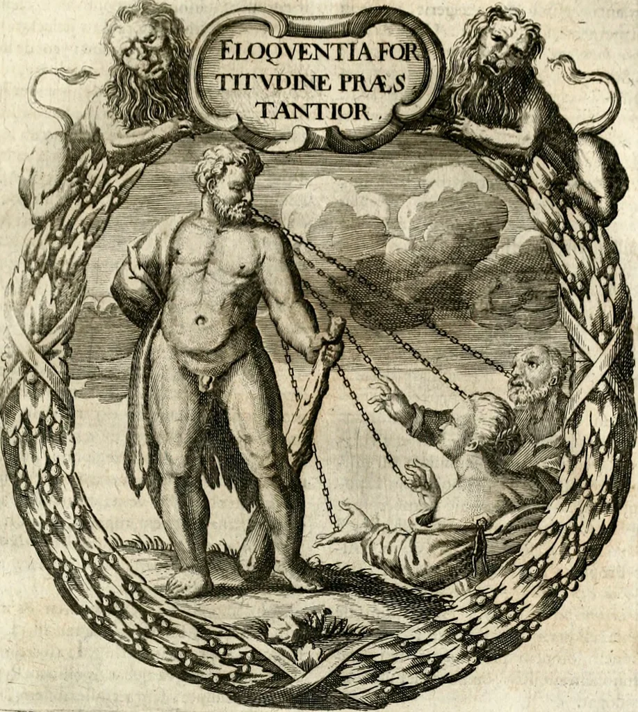 An illustration from Homo et ejus partes figuratus & symbolicus, anatomicus, rationalis, moralis, mysticus, politicus, & legalis : collectus et explicatus cum figuris, symbolis, anatomiis, factis, emblematicus, moralibus, mysticis, proverbiis, hieroglyphicis, prodigiis, simulacris, statuis, historiis, ritibus, observationibus, moribus, numismatibus, dedicationibus, signaturis, significationibus literarum, epithetis, fabulis, miris, physiognomicis, & somniis ; reflexionibus et declarationibus tam ex sacris quàm profanis auctoribus desumptis, 1695, leaf 194
