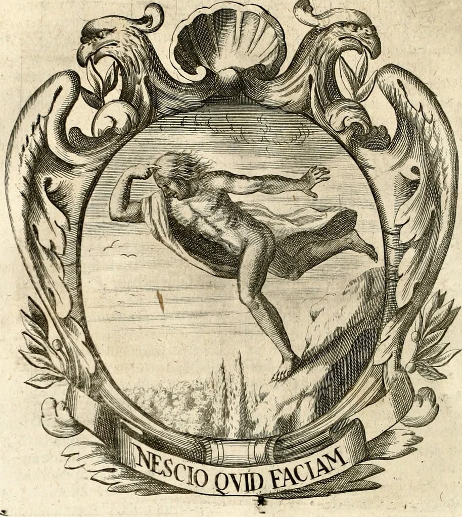 An illustration from Homo et ejus partes figuratus & symbolicus, anatomicus, rationalis, moralis, mysticus, politicus, & legalis : collectus et explicatus cum figuris, symbolis, anatomiis, factis, emblematicus, moralibus, mysticis, proverbiis, hieroglyphicis, prodigiis, simulacris, statuis, historiis, ritibus, observationibus, moribus, numismatibus, dedicationibus, signaturis, significationibus literarum, epithetis, fabulis, miris, physiognomicis, & somniis ; reflexionibus et declarationibus tam ex sacris quàm profanis auctoribus desumptis, 1695, leaf 275