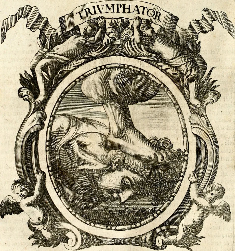 An illustration from Homo et ejus partes figuratus & symbolicus, anatomicus, rationalis, moralis, mysticus, politicus, & legalis : collectus et explicatus cum figuris, symbolis, anatomiis, factis, emblematicus, moralibus, mysticis, proverbiis, hieroglyphicis, prodigiis, simulacris, statuis, historiis, ritibus, observationibus, moribus, numismatibus, dedicationibus, signaturis, significationibus literarum, epithetis, fabulis, miris, physiognomicis, & somniis ; reflexionibus et declarationibus tam ex sacris quàm profanis auctoribus desumptis, 1695, leaf 375