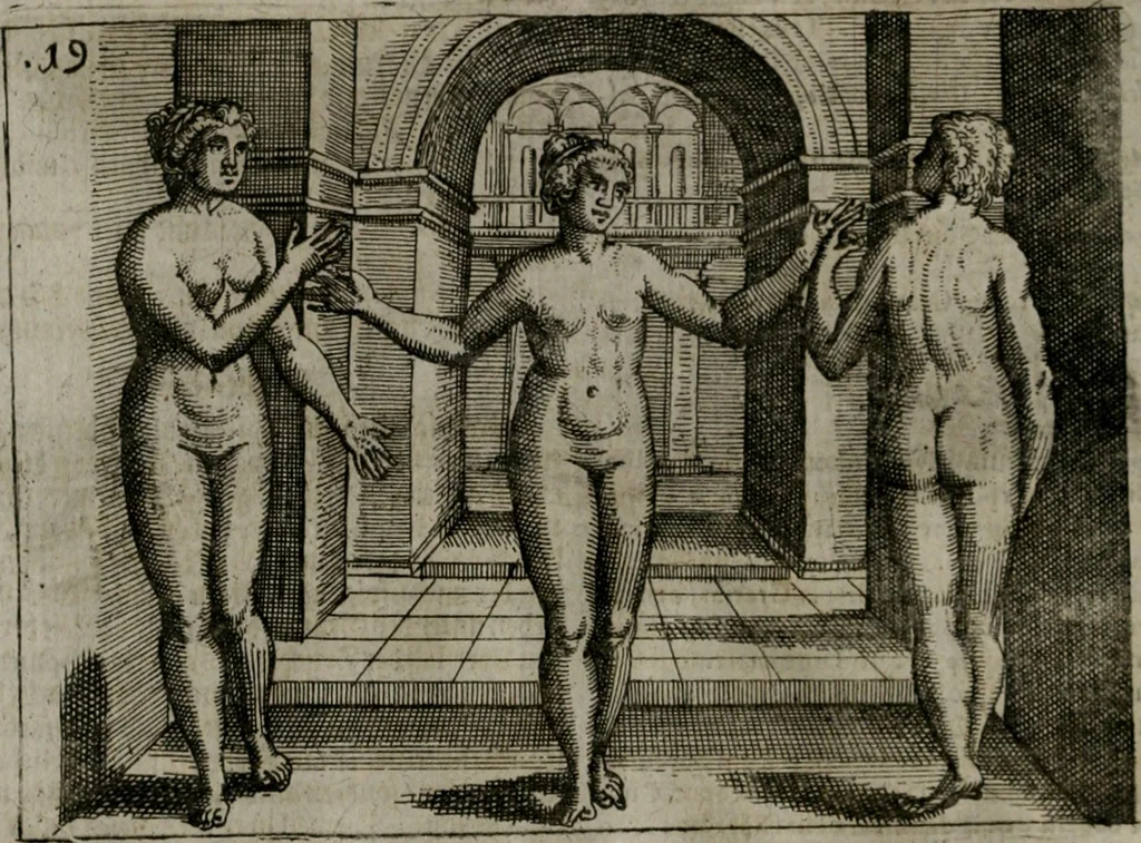 An illustration from Homo microcosmus, hoc est: parvus mundus, macrocosmo, id est: magno mundo, in variis æri incisis figuris totq; carminibus Latinis, per selectiores veterum poëtarum fabulas, nec non elegantiores quasdam historias, emblematice expositus; cujus hæc editio tertia. In qua Latina ista carmina puris rhythmis, Germanicis sunt donata ... Opus, non solùm ad studiosæ juventutis, sed etiam pictorum, sculptorum ... usum et delectationem adornatum, 1670, leaf 53