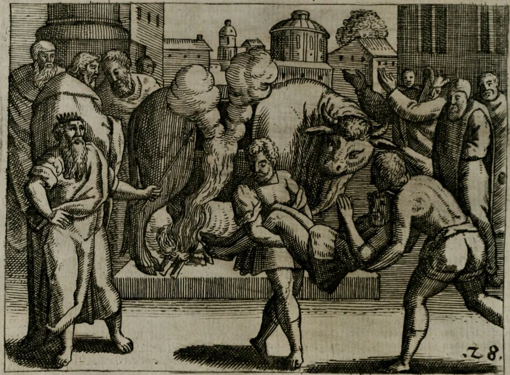 An illustration from Homo microcosmus, hoc est: parvus mundus, macrocosmo, id est: magno mundo, in variis æri incisis figuris totq; carminibus Latinis, per selectiores veterum poëtarum fabulas, nec non elegantiores quasdam historias, emblematice expositus; cujus hæc editio tertia. In qua Latina ista carmina puris rhythmis, Germanicis sunt donata ... Opus, non solùm ad studiosæ juventutis, sed etiam pictorum, sculptorum ... usum et delectationem adornatum, 1670, leaf 71
