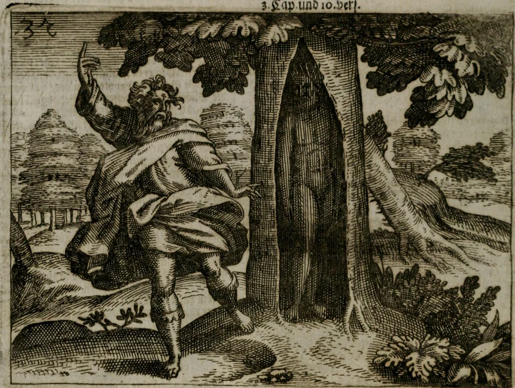 An illustration from Homo microcosmus, hoc est: parvus mundus, macrocosmo, id est: magno mundo, in variis æri incisis figuris totq; carminibus Latinis, per selectiores veterum poëtarum fabulas, nec non elegantiores quasdam historias, emblematice expositus; cujus hæc editio tertia. In qua Latina ista carmina puris rhythmis, Germanicis sunt donata ... Opus, non solùm ad studiosæ juventutis, sed etiam pictorum, sculptorum ... usum et delectationem adornatum, 1670, leaf 85