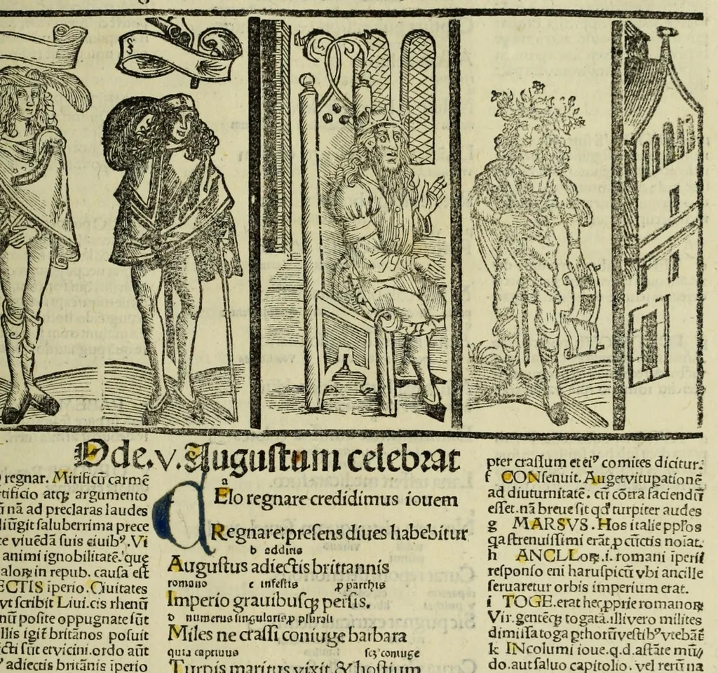 An illustration from Horatij Flacci Venusini. Poete lirici Opera : cu[m] quibusdam annotatio[n]ib[us]. Imaginibusq[ue] pulcherrimis. aptisq[ue] ad Odaru[m] concentus & sententias, leaf 125