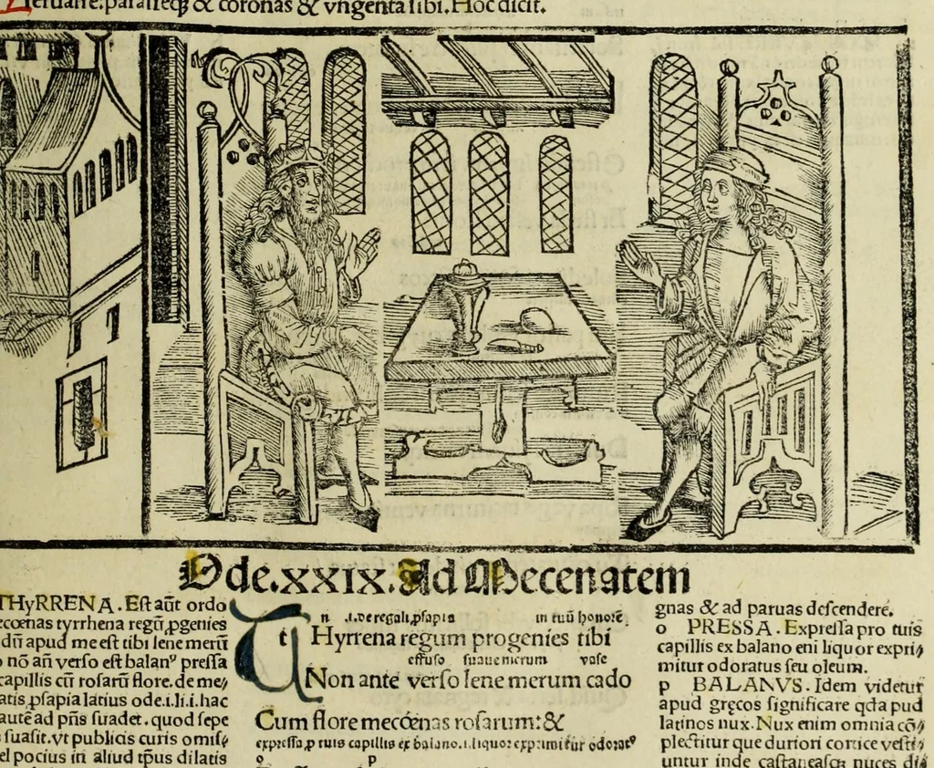 An illustration from Horatij Flacci Venusini. Poete lirici Opera : cu[m] quibusdam annotatio[n]ib[us]. Imaginibusq[ue] pulcherrimis. aptisq[ue] ad Odaru[m] concentus & sententias, leaf 163