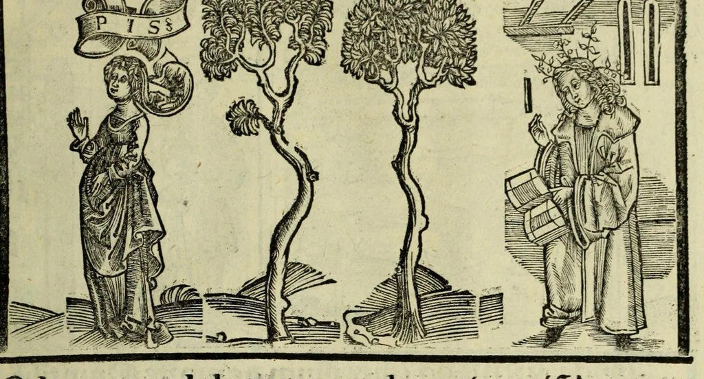 An illustration from Horatij Flacci Venusini. Poete lirici Opera : cu[m] quibusdam annotatio[n]ib[us]. Imaginibusq[ue] pulcherrimis. aptisq[ue] ad Odaru[m] concentus & sententias, leaf 59