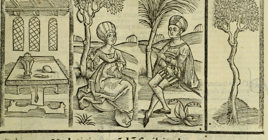 An illustration from Horatij Flacci Venusini. Poete lirici Opera : cu[m] quibusdam annotatio[n]ib[us]. Imaginibusq[ue] pulcherrimis. aptisq[ue] ad Odaru[m] concentus & sententias, leaf 77