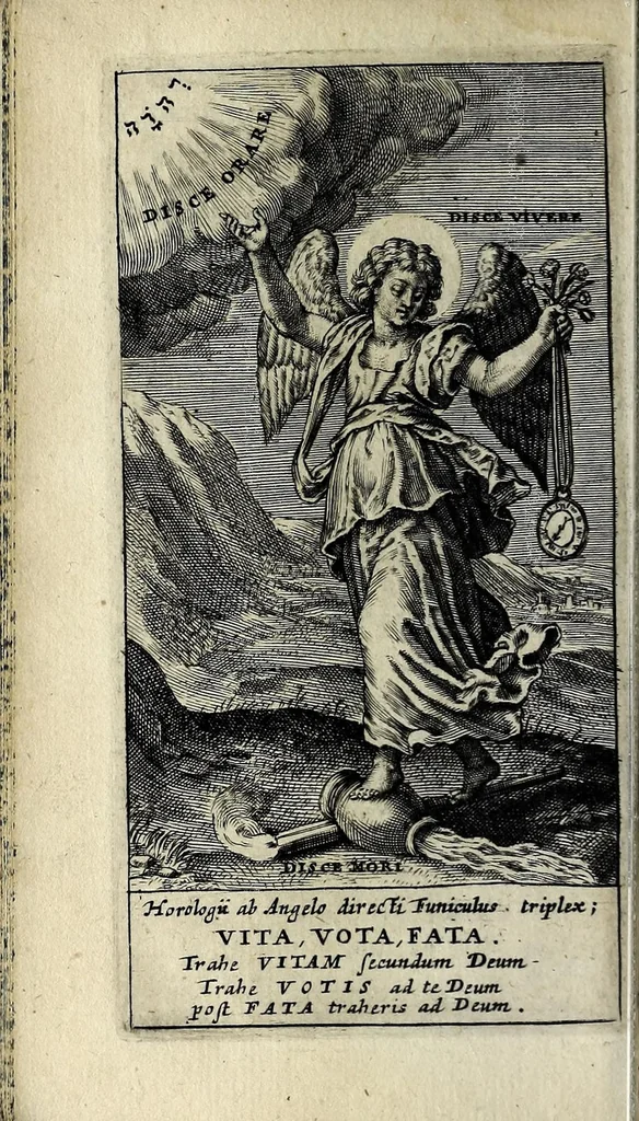 An illustration from Horologium auxiliaris tutelaris angeli, 1631, leaf 18