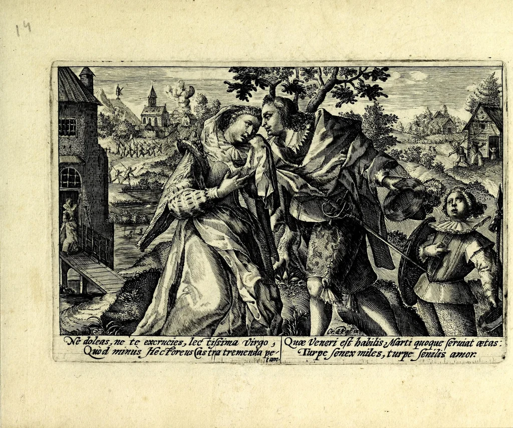 An illustration from Hortvs volvptatvm, qui sua nihilominus etiam producit moralia : in floridae juuentutis gratiã editus ac diuulgatus, 1599, leaf 27
