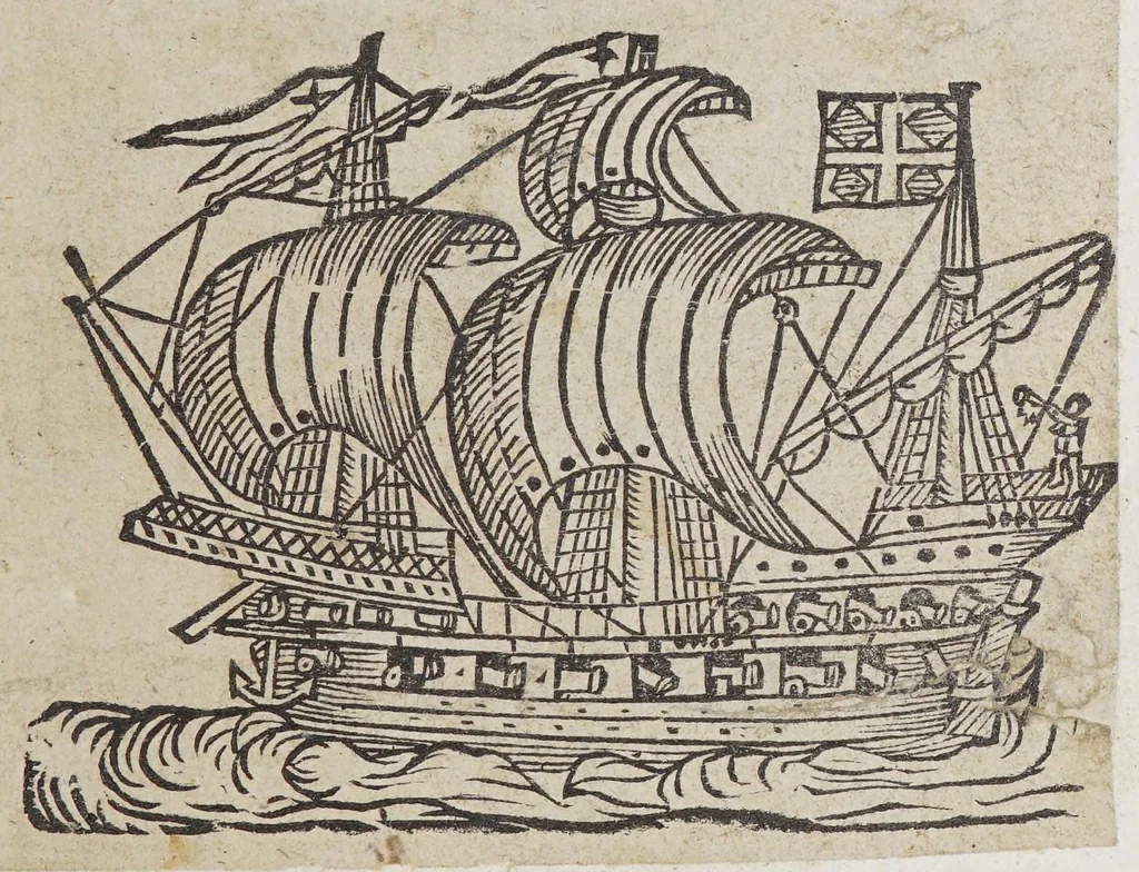 An illustration from An houre glasse of Indian newes. Or A true and tragicall discourse, shewing the most lamentable miseries, and distressed calamities indured by 67 Englishmen, which were sent for a supply to the planting in Guiana in the yeare. 1605. : VVho not finding the saide place, were for want of victuall, left a shore in Saint Lucia, an island of caniballs, or men-eaters in the West-Indyes, vnder the conduct of Captain Sen-Iohns, of all which said number, onely a 11. are supposed to be still liuing, whereof 4. are lately returnd into England., 1607, leaf 9
