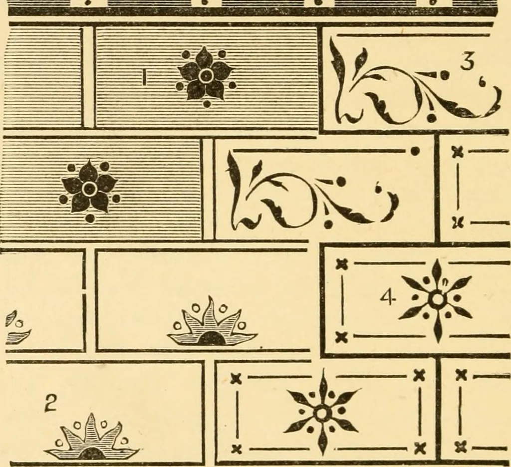 An illustration from House decoration : comprising whitewashing, paperhanging, painting, etc., 1897, leaf 147
