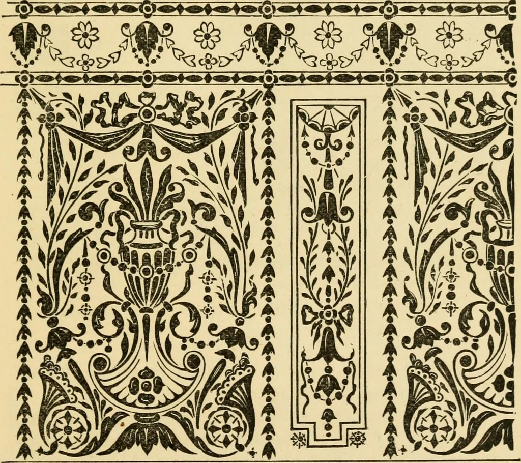 An illustration from House decoration : comprising whitewashing, paperhanging, painting, etc., 1897, leaf 156