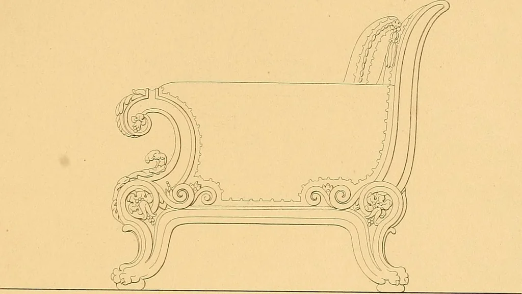 An illustration from House furnishing, decorating and embellishing assistant. Consisting of original designs in the Grecian, Italian, renaissance, Louis-quatorze, gothic, Tudor, and Elizabethan styles .., 1847, leaf 104