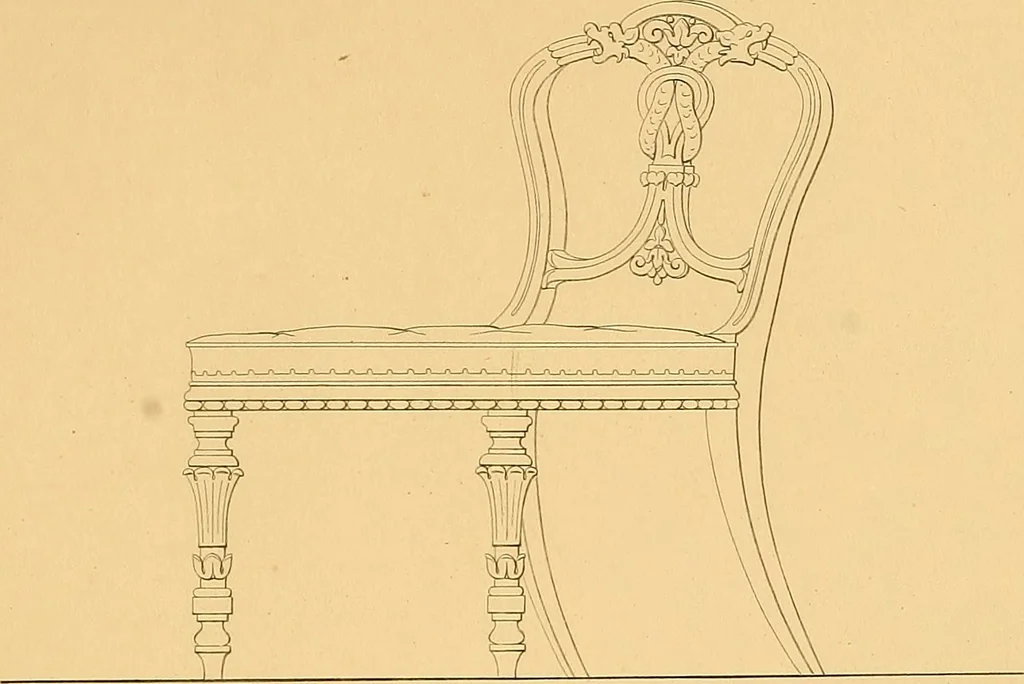 An illustration from House furnishing, decorating and embellishing assistant. Consisting of original designs in the Grecian, Italian, renaissance, Louis-quatorze, gothic, Tudor, and Elizabethan styles .., 1847, leaf 112