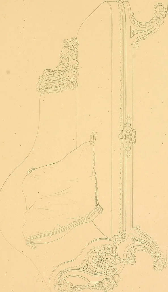 An illustration from House furnishing, decorating and embellishing assistant. Consisting of original designs in the Grecian, Italian, renaissance, Louis-quatorze, gothic, Tudor, and Elizabethan styles .., 1847, leaf 114