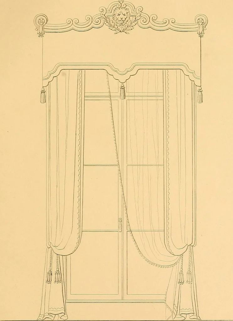 An illustration from House furnishing, decorating and embellishing assistant. Consisting of original designs in the Grecian, Italian, renaissance, Louis-quatorze, gothic, Tudor, and Elizabethan styles .., 1847, leaf 28