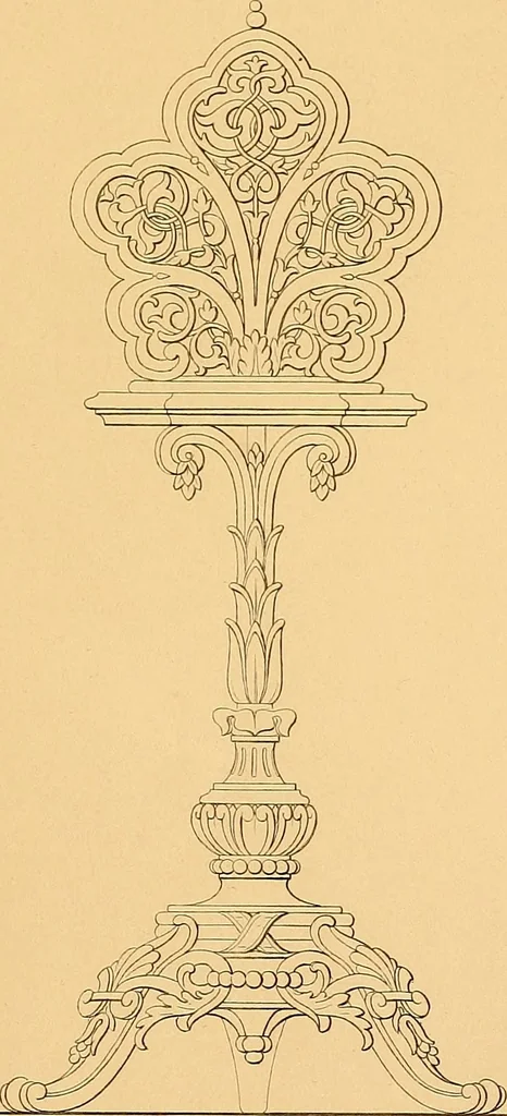 An illustration from House furnishing, decorating and embellishing assistant. Consisting of original designs in the Grecian, Italian, renaissance, Louis-quatorze, gothic, Tudor, and Elizabethan styles .., 1847, leaf 48