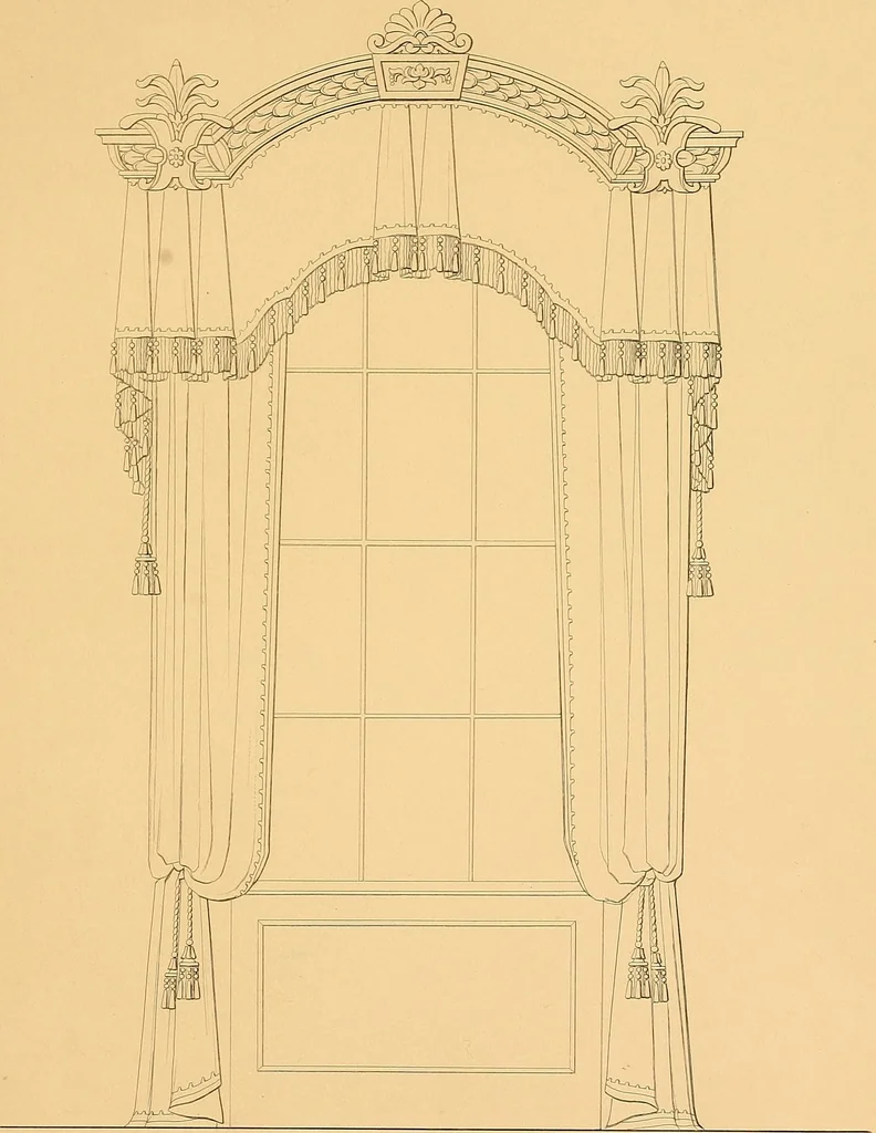 An illustration from House furnishing, decorating and embellishing assistant. Consisting of original designs in the Grecian, Italian, renaissance, Louis-quatorze, gothic, Tudor, and Elizabethan styles .., 1847, leaf 50
