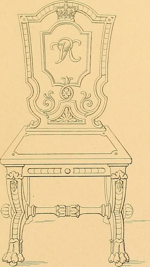 An illustration from House furnishing, decorating and embellishing assistant. Consisting of original designs in the Grecian, Italian, renaissance, Louis-quatorze, gothic, Tudor, and Elizabethan styles .., 1847, leaf 56