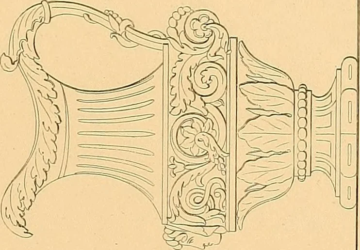 An illustration from House furnishing, decorating and embellishing assistant. Consisting of original designs in the Grecian, Italian, renaissance, Louis-quatorze, gothic, Tudor, and Elizabethan styles .., 1847, leaf 62