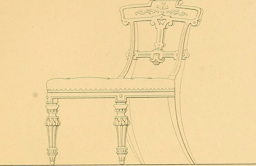 An illustration from House furnishing, decorating and embellishing assistant. Consisting of original designs in the Grecian, Italian, renaissance, Louis-quatorze, gothic, Tudor, and Elizabethan styles .., 1847, leaf 64