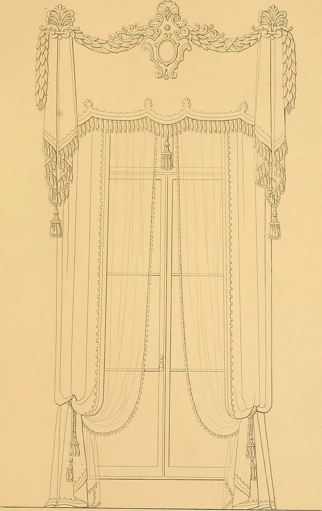 An illustration from House furnishing, decorating and embellishing assistant. Consisting of original designs in the Grecian, Italian, renaissance, Louis-quatorze, gothic, Tudor, and Elizabethan styles .., 1847, leaf 68