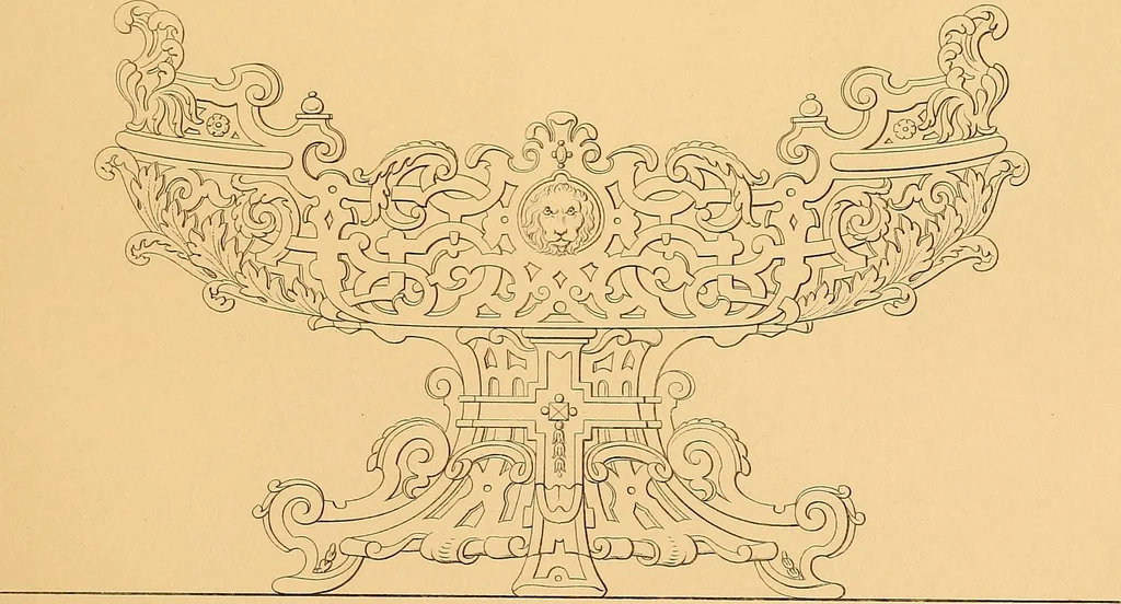 An illustration from House furnishing, decorating and embellishing assistant. Consisting of original designs in the Grecian, Italian, renaissance, Louis-quatorze, gothic, Tudor, and Elizabethan styles .., 1847, leaf 72
