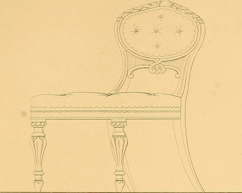 An illustration from House furnishing, decorating and embellishing assistant. Consisting of original designs in the Grecian, Italian, renaissance, Louis-quatorze, gothic, Tudor, and Elizabethan styles .., 1847, leaf 82