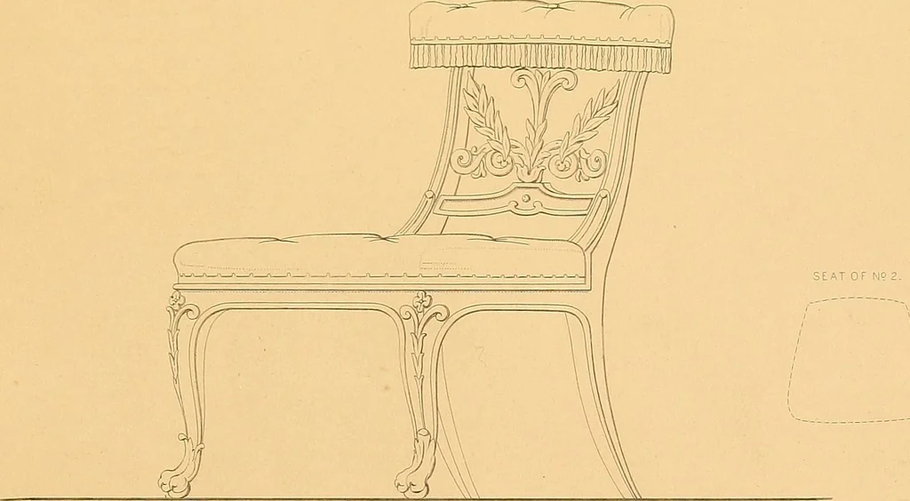 An illustration from House furnishing, decorating and embellishing assistant. Consisting of original designs in the Grecian, Italian, renaissance, Louis-quatorze, gothic, Tudor, and Elizabethan styles .., 1847, leaf 82