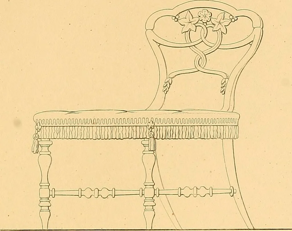 An illustration from House furnishing, decorating and embellishing assistant. Consisting of original designs in the Grecian, Italian, renaissance, Louis-quatorze, gothic, Tudor, and Elizabethan styles .., 1847, leaf 90