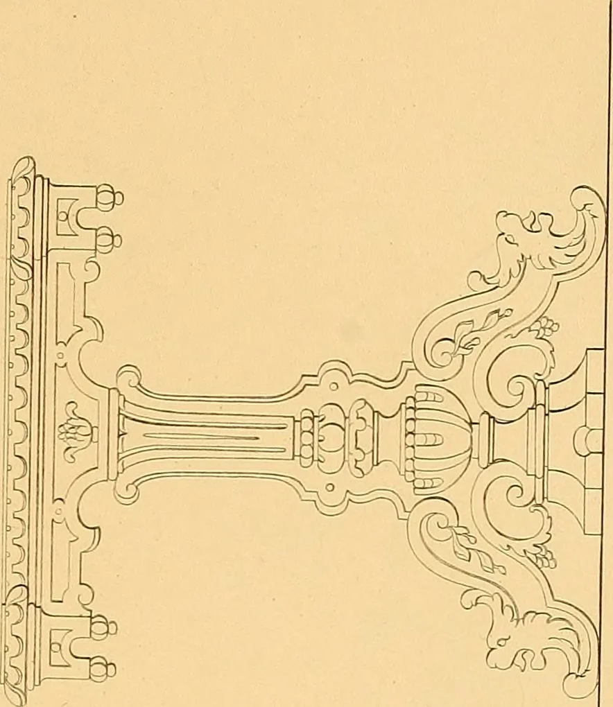 An illustration from House furnishing, decorating and embellishing assistant. Consisting of original designs in the Grecian, Italian, renaissance, Louis-quatorze, gothic, Tudor, and Elizabethan styles .., 1847, leaf 96