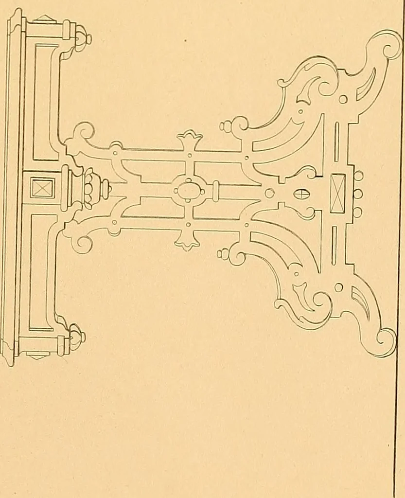 An illustration from House furnishing, decorating and embellishing assistant. Consisting of original designs in the Grecian, Italian, renaissance, Louis-quatorze, gothic, Tudor, and Elizabethan styles .., 1847, leaf 96