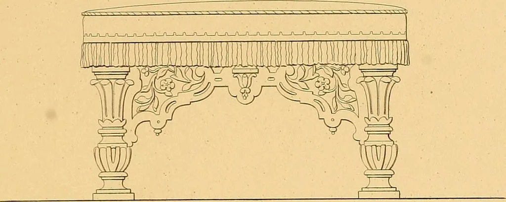 An illustration from House furnishing, decorating and embellishing assistant. Consisting of original designs in the Grecian, Italian, renaissance, Louis-quatorze, gothic, Tudor, and Elizabethan styles .., 1847, leaf 98