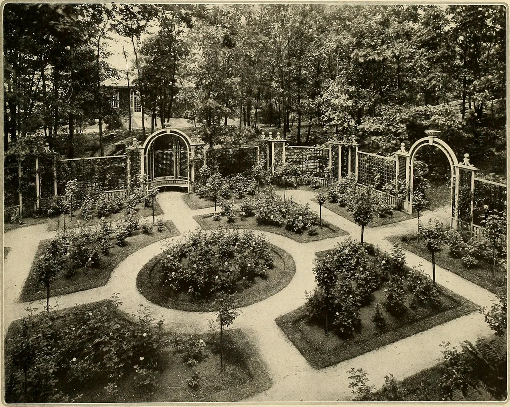 An illustration from House & garden's book of gardens; containing over four hundred illustrations of special flower types, plans and suggestions for landscape work, a complete gardener's calendar of the year's activities, planting and spraying tables, and a portfolio of beautiful gardens in varied sections of the United States and foreign countries, 1921, leaf 16