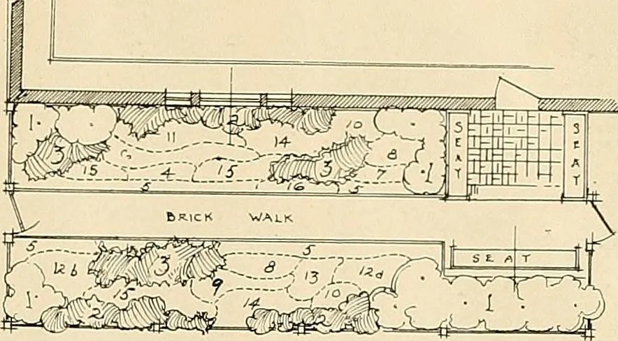An illustration from House & garden's book of gardens; containing over four hundred illustrations of special flower types, plans and suggestions for landscape work, a complete gardener's calendar of the year's activities, planting and spraying tables, and a portfolio of beautiful gardens in varied sections of the United States and foreign countries, 1921, leaf 20