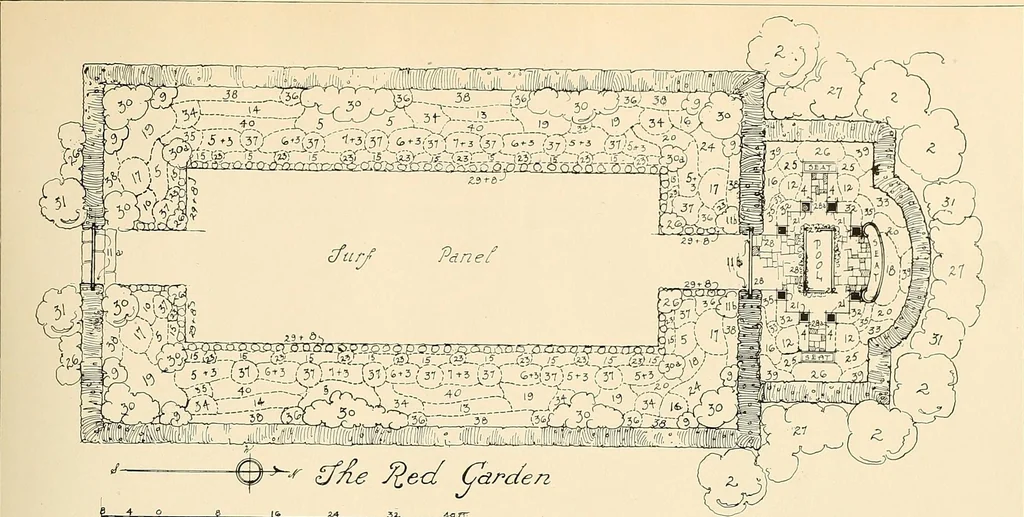 An illustration from House & garden's book of gardens; containing over four hundred illustrations of special flower types, plans and suggestions for landscape work, a complete gardener's calendar of the year's activities, planting and spraying tables, and a portfolio of beautiful gardens in varied sections of the United States and foreign countries, 1921, leaf 34