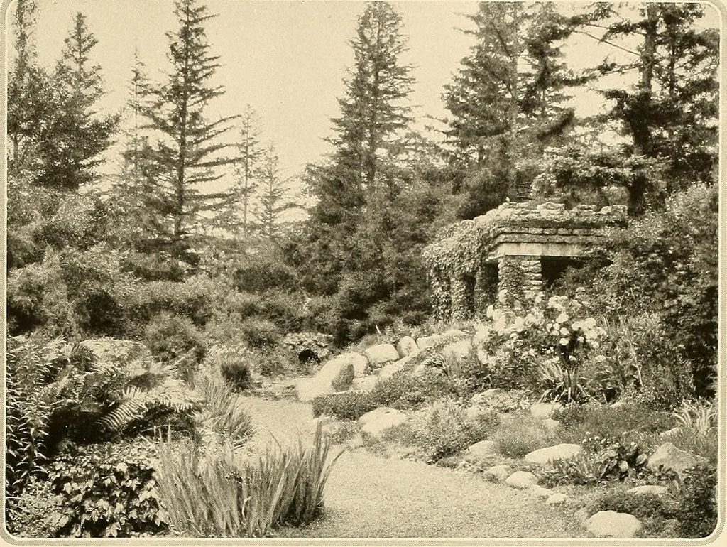 An illustration from House & garden's book of gardens; containing over four hundred illustrations of special flower types, plans and suggestions for landscape work, a complete gardener's calendar of the year's activities, planting and spraying tables, and a portfolio of beautiful gardens in varied sections of the United States and foreign countries, 1921, leaf 36