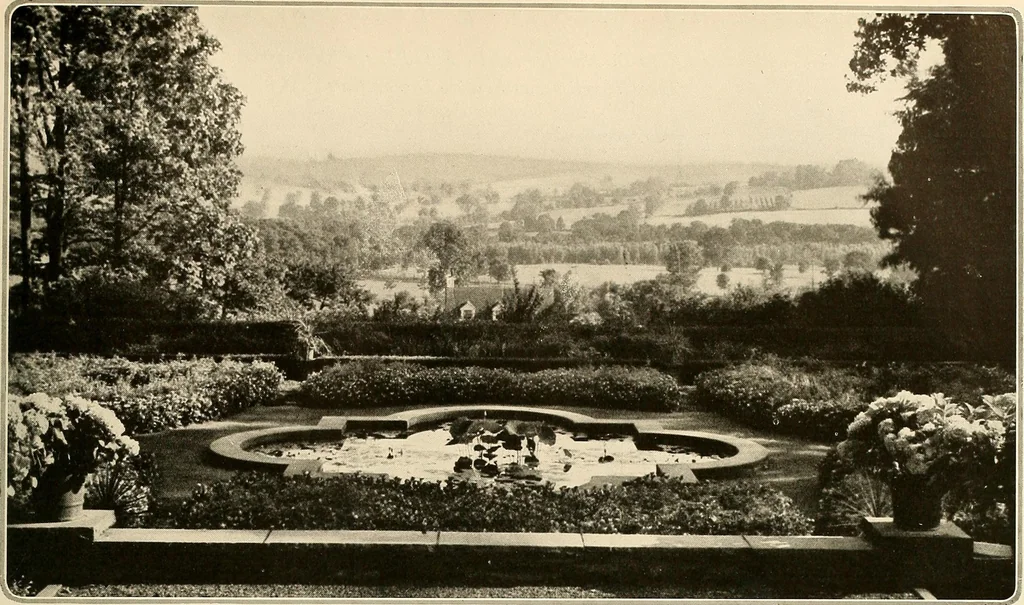An illustration from House & garden's book of gardens; containing over four hundred illustrations of special flower types, plans and suggestions for landscape work, a complete gardener's calendar of the year's activities, planting and spraying tables, and a portfolio of beautiful gardens in varied sections of the United States and foreign countries, 1921, leaf 52