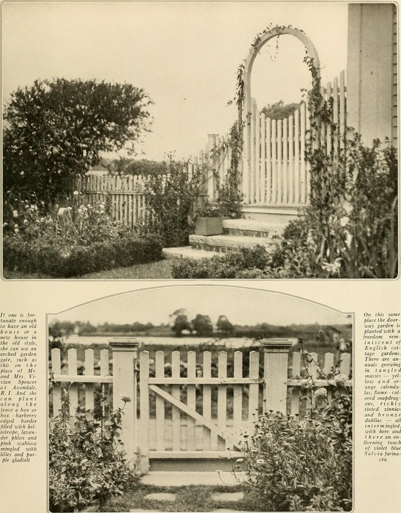 An illustration from House & garden's book of gardens; containing over four hundred illustrations of special flower types, plans and suggestions for landscape work, a complete gardener's calendar of the year's activities, planting and spraying tables, and a portfolio of beautiful gardens in varied sections of the United States and foreign countries, 1921, leaf 56