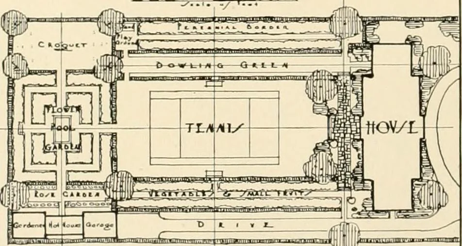 An illustration from House & garden's book of gardens; containing over four hundred illustrations of special flower types, plans and suggestions for landscape work, a complete gardener's calendar of the year's activities, planting and spraying tables, and a portfolio of beautiful gardens in varied sections of the United States and foreign countries, 1921, leaf 65