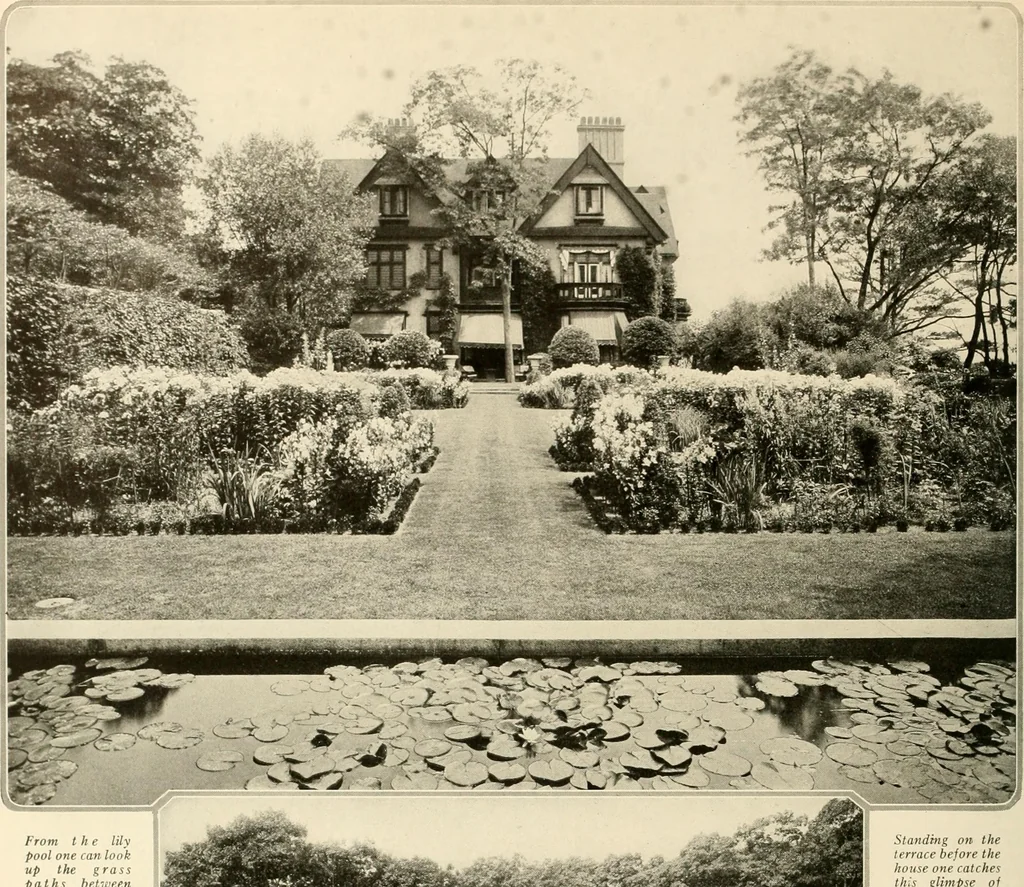 An illustration from House & garden's book of gardens; containing over four hundred illustrations of special flower types, plans and suggestions for landscape work, a complete gardener's calendar of the year's activities, planting and spraying tables, and a portfolio of beautiful gardens in varied sections of the United States and foreign countries, 1921, leaf 69