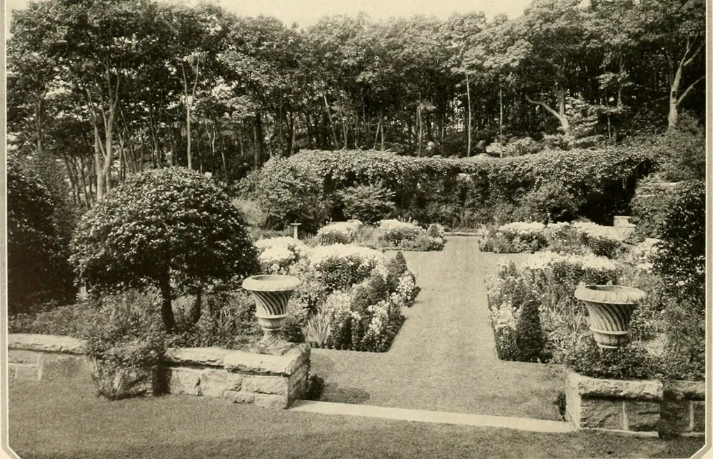 An illustration from House & garden's book of gardens; containing over four hundred illustrations of special flower types, plans and suggestions for landscape work, a complete gardener's calendar of the year's activities, planting and spraying tables, and a portfolio of beautiful gardens in varied sections of the United States and foreign countries, 1921, leaf 69