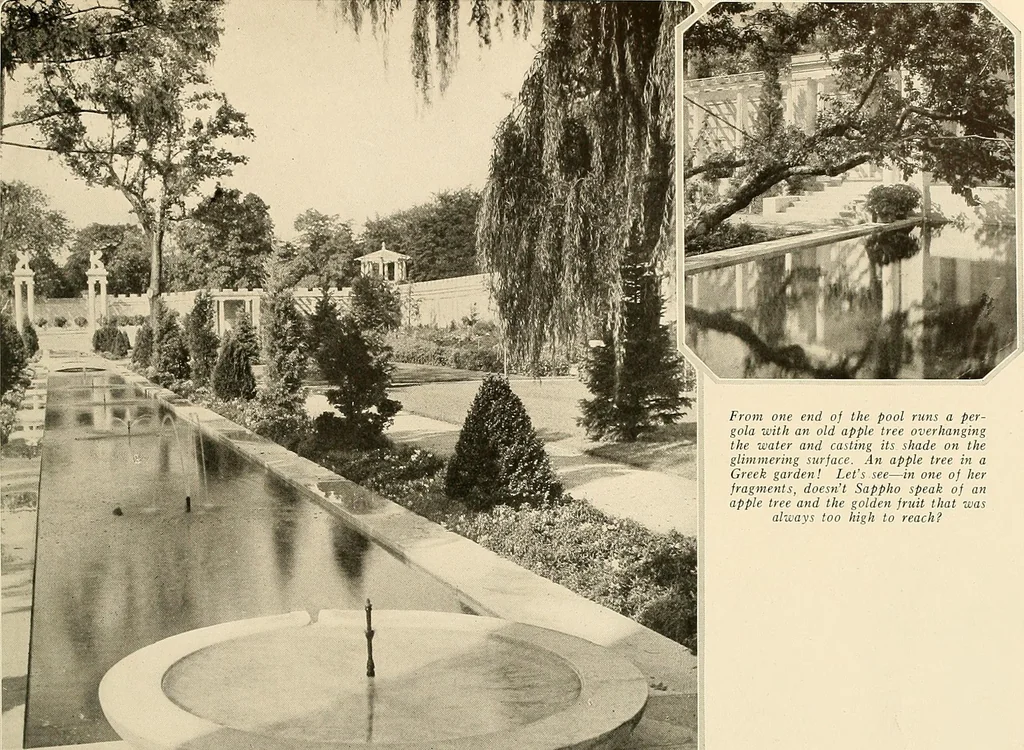 An illustration from House & garden's book of gardens; containing over four hundred illustrations of special flower types, plans and suggestions for landscape work, a complete gardener's calendar of the year's activities, planting and spraying tables, and a portfolio of beautiful gardens in varied sections of the United States and foreign countries, 1921, leaf 74