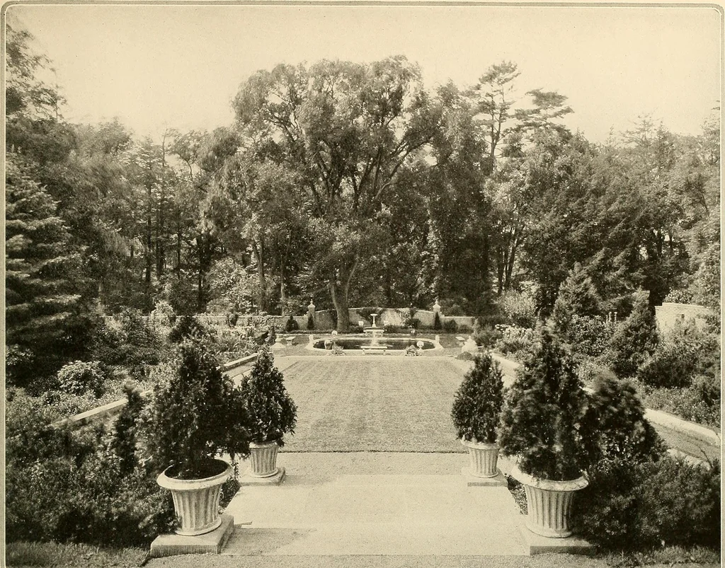 An illustration from House & garden's book of gardens; containing over four hundred illustrations of special flower types, plans and suggestions for landscape work, a complete gardener's calendar of the year's activities, planting and spraying tables, and a portfolio of beautiful gardens in varied sections of the United States and foreign countries, 1921, leaf 82