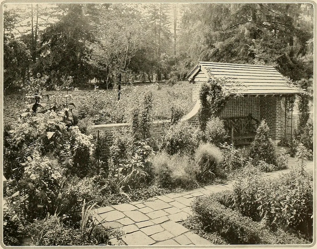 An illustration from House & garden's book of gardens; containing over four hundred illustrations of special flower types, plans and suggestions for landscape work, a complete gardener's calendar of the year's activities, planting and spraying tables, and a portfolio of beautiful gardens in varied sections of the United States and foreign countries, 1921, leaf 82